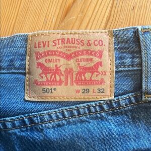 Levi's 501 Blue Straight Jeans Button Fly Never Worn 29”x32”